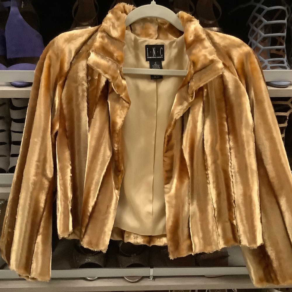 INC Golden 3/4 Sleeve Vintage Look Jacket Size Small